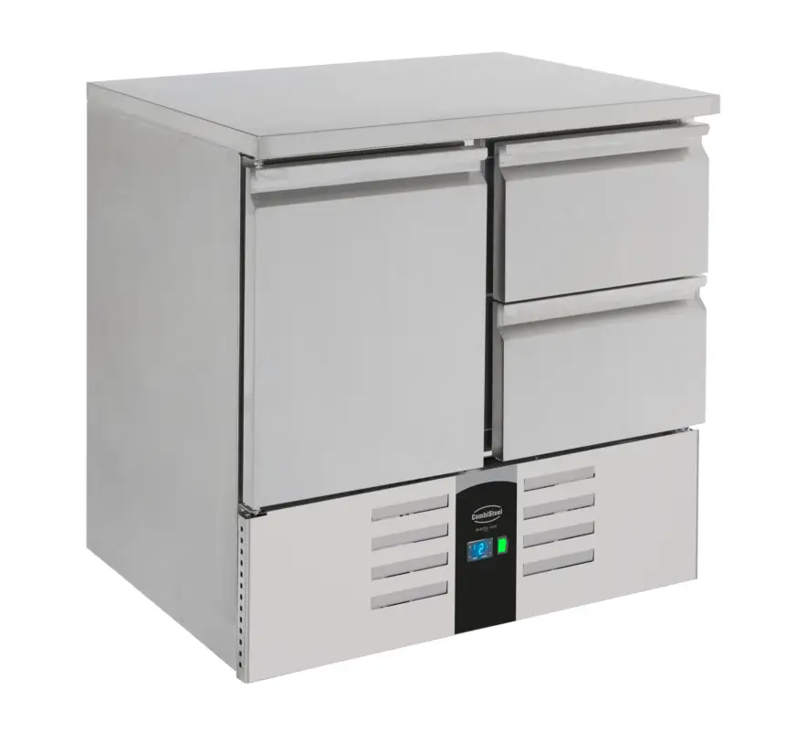 Premium Combisteel Koelwerkbank | ENERGY LINE | Energiezuinig | 257L | 1 Deur + 2 Laden | +2°C/+8°C | Geforceerd | 903x700x870mm