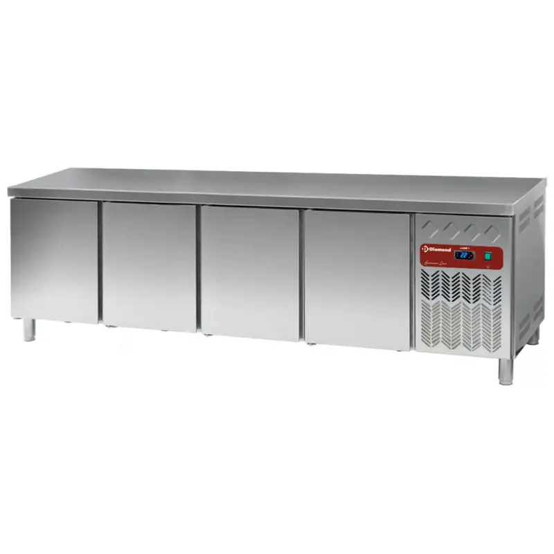 Laatste Versie Diamond Bakkerij Koelwerkbank | 760L | 4 Deuren (EN600x400) | 0°C/+8°C | Geventileerd | 0.52kW | 2542x800x880/900mm