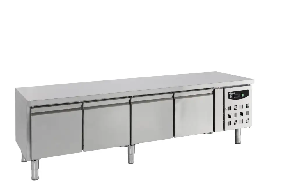 Nu Kopen Combisteel Koelwerkbank | STANDARD LINE | Laag Model | 380L | 4 Deuren 1/1 GN | +2°C/+8°C | Geforceerd | 2230x700x650mm