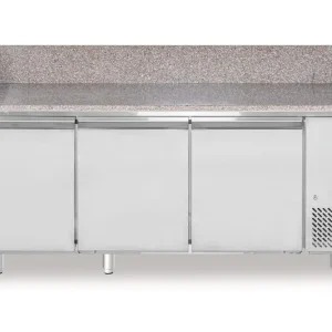 Arktic Pizzawerkbank Met Granieten Werkblad | 3-Deurs | 375L | 230V/400W | 2010x800x875mm Laatste Versie
