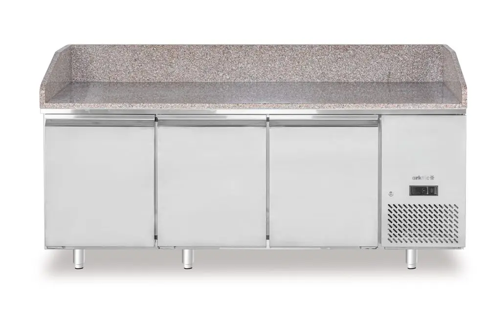 Arktic Pizzawerkbank Met Granieten Werkblad | 3-Deurs | 375L | 230V/400W | 2010x800x875mm Laatste Versie