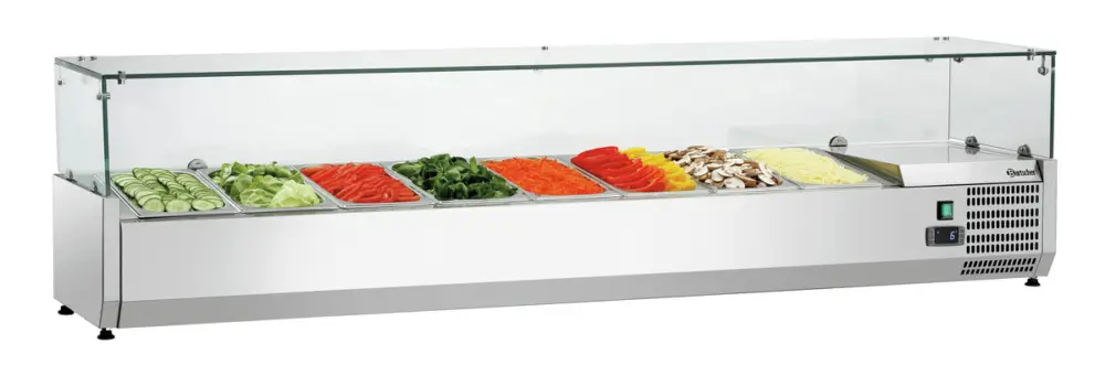 Betaalbaar Bartscher Opzetkoelvitrine GL3-1801 | 8x 1/3 GN | RVS & Glas | 0°C/+10°C | 1800x390x459mm