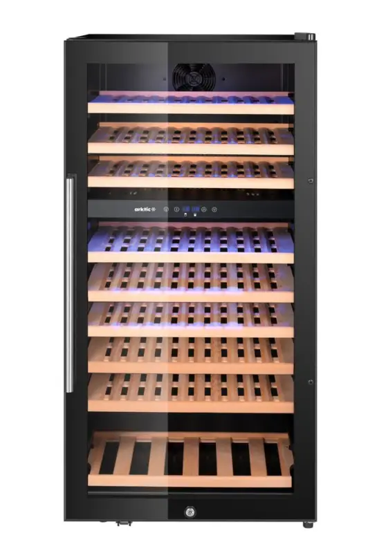 Arktic Wijnkoeler | 2 Zones | 91 Flessen | +5°C tot +18°C | 230L | Zwart | 569x595x1215mm Bestseller