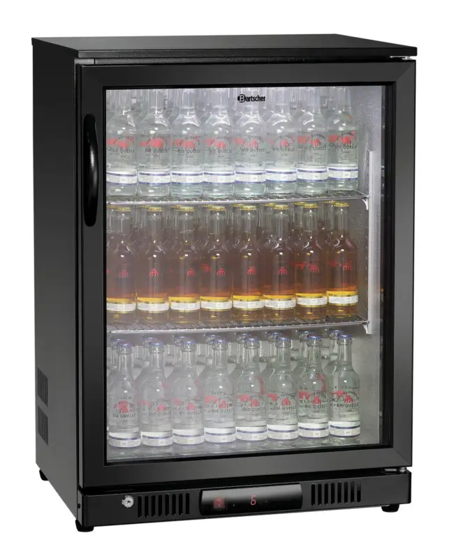Gereduceerde Prijs Bartscher Barkoelkast 124L | Zwart | Glazen Deur | 230V | 600x550x850mm