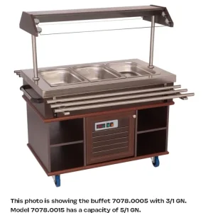 Lage Kosten Combisteel Gekoeld Buffet | Hout/RVS | 5x 1/1 GN | +4°c/+8°c | Statisch | 1900x700x1400mm
