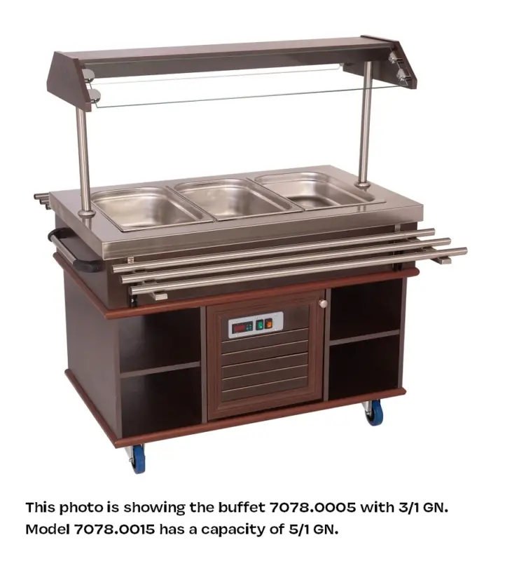 Lage Kosten Combisteel Gekoeld Buffet | Hout/RVS | 5x 1/1 GN | +4°c/+8°c | Statisch | 1900x700x1400mm