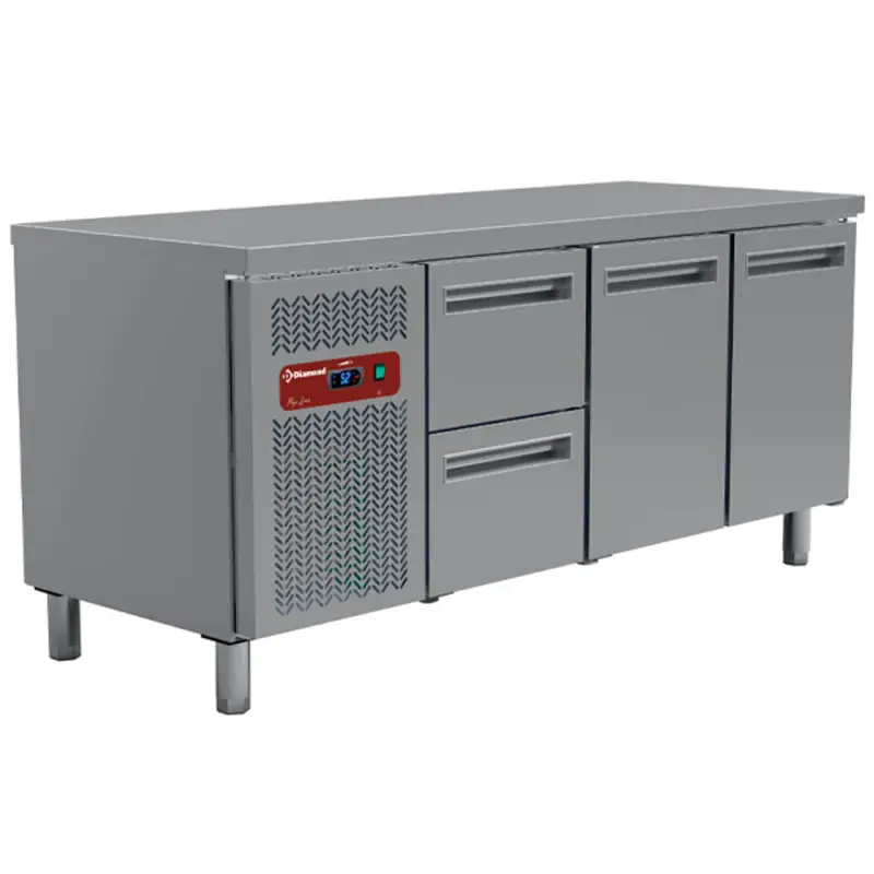 Veilige Betaling Diamond Koelwerkbank | 405L | 2 Deuren + 2 Laden GN 1/1 | 0°C/+8°C | Geventileerd | 0.35kW | 1800x700x880/900mm
