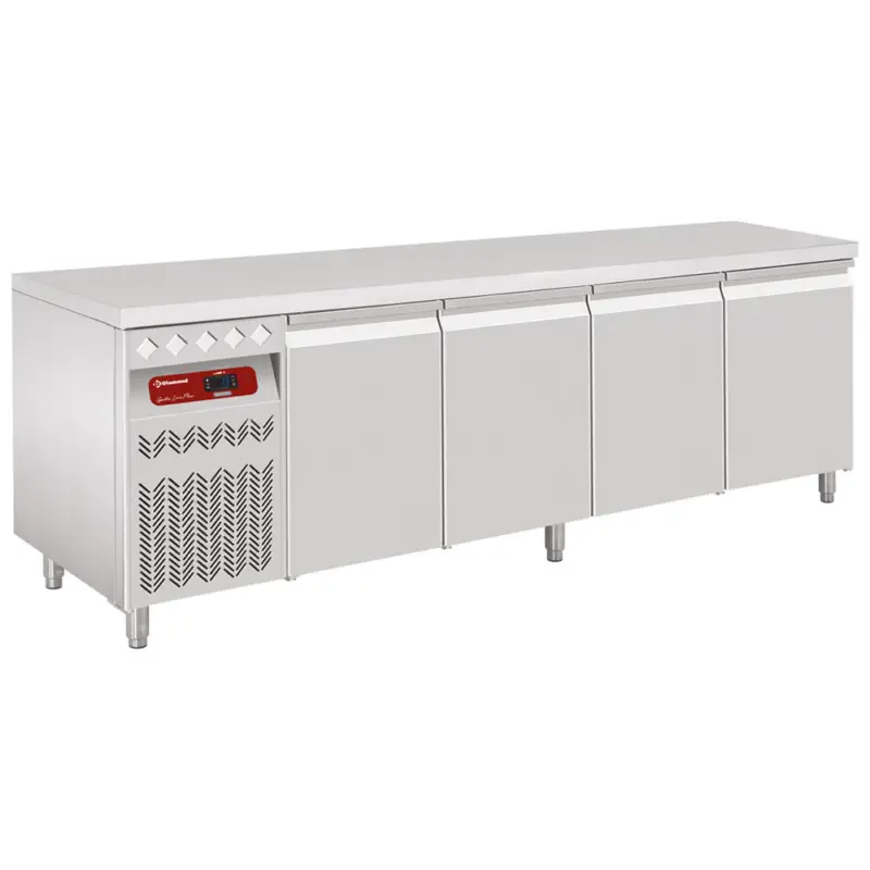 Koop Online Diamond Koelwerkbank | 550L | 4 Deuren 1/1 GN | -2°C/+8°C | Geventileerd | Achter Rand | 2260x700x866/1045mm