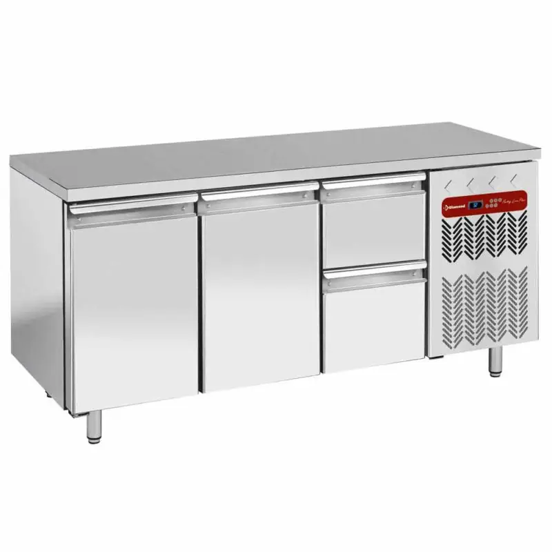 Diamond Koelwerkbank | Energiezuinig | 405L | 2 Deuren + 2 Laden 1/1 GN | -2°C/+8°C | Geforceerd | 0.36kW | 1805x700x880/900mm Flitsaanbieding