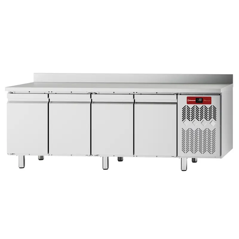 Gratis Retour Diamond Koelwerkbank | PLATINUM LINE | Energiezuinig | 550L | 4 Deuren 1/1 GN | -2°C/+8°C | Geforceerd | Vochtigheid Instelbaar | Achter Rand | 2247x680x900mm