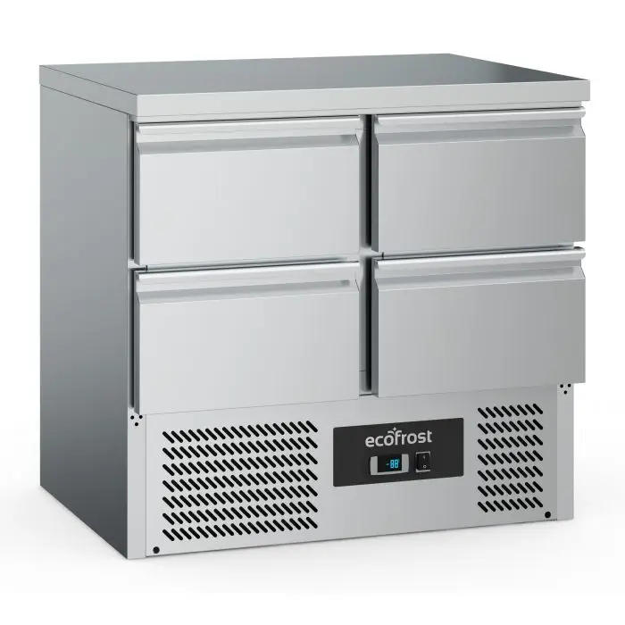 Direct Beschikbaar Ecofrost Koelwerkbank | 220L | 4 Laden | +2°C/+8°C | Statisch + Ventilator | 900x700x876mm