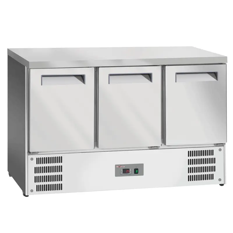 Diverso by Diamond Koelwerkbank | 219L | 3 Deuren 1/1 GN | +2°C/+8°C | Statisch + Ventilator | Werkblad Afneembaar | 1365x700x850mm Aanbieding