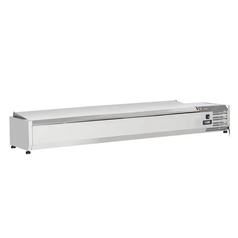 Populair Diverso By Diamond Horeca Opzetkoelvitrine | RVS Deksel | 8x 1/4 GN | +2°c/+8°c | 1800x335x282mm