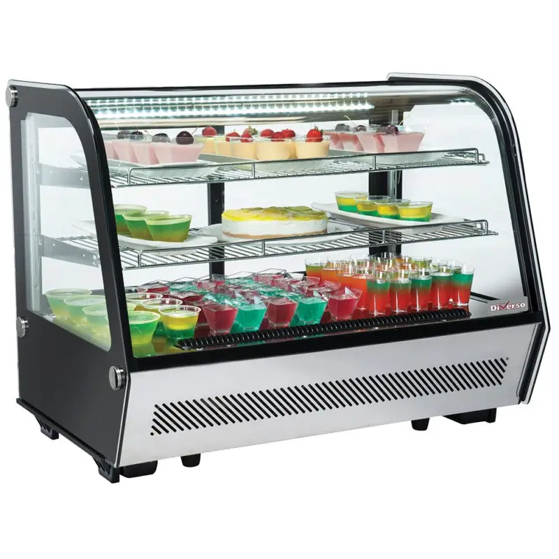 Tafelmodel koelvitrine, 3 niveaus, gebogen glas Alleen Vandaag