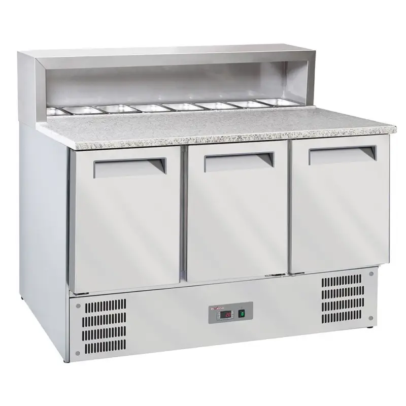 3-deurs koeltafel voor pizza's GN1/1, gekoelde structuur 8x GN1/6-150 mm Hete Deal