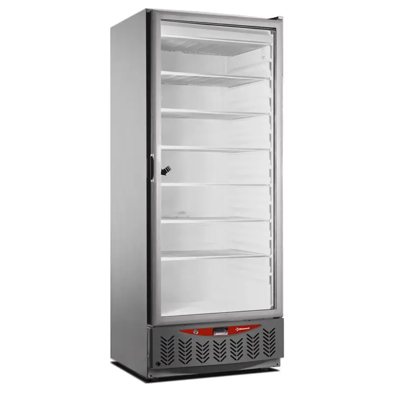 Statische vrieskast, glazen deur, 525 liter, GN2/1+600x400, roestvrij staal Exclusieve Aanbieding