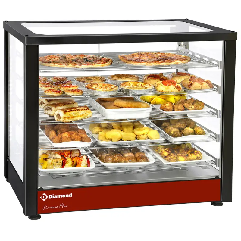 Diamond Verwarmde Uitstalraam | Geventileerd | Panoramisch | Zwart | 5 Niveaus | 780x490x640mm Must-Have