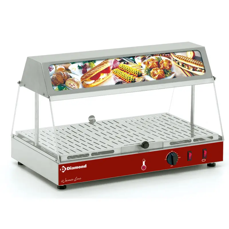Diamond Warmhoudvitrine | Met Lichtbak | Met Klapdeuren | 590x350x375mm Laatste Kans
