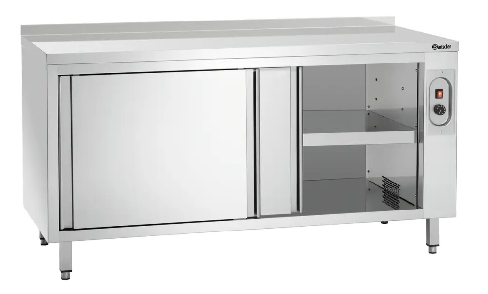 Bestseller Bartscher Warmhoudkast | RVS | Schuifdeuren Beide Zijdes | 2kW | 1 Tussenschap | 1800x700x850mm
