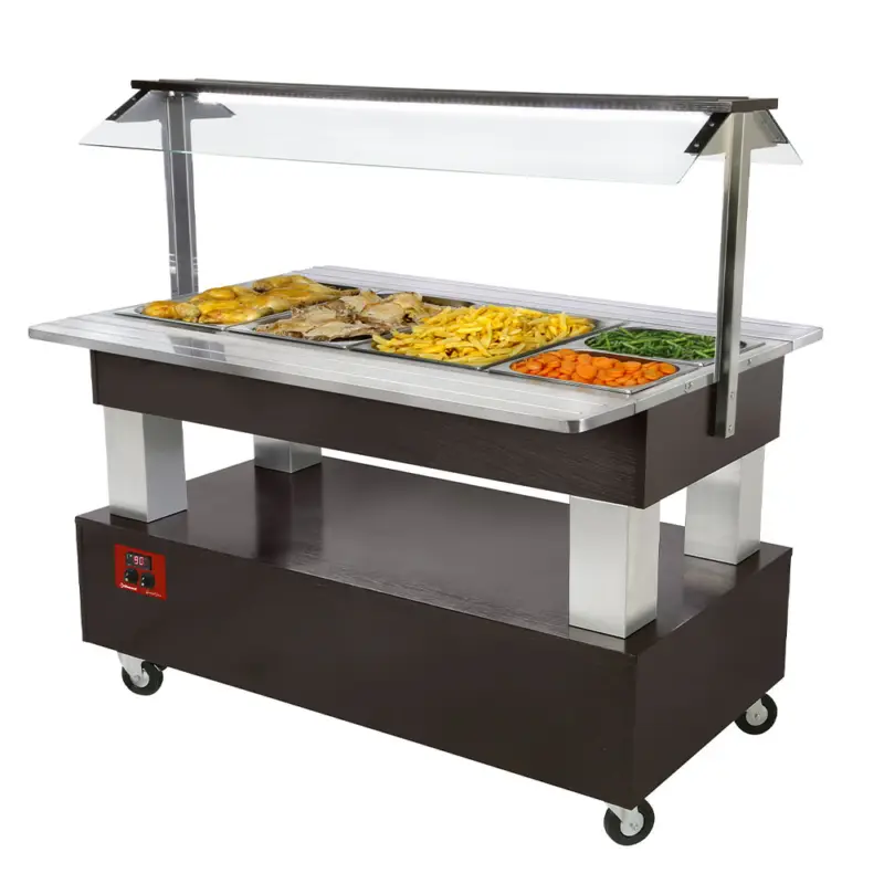 Warm Buffet, Bain-marie, 4x GN 1/1-150 (wengé Hout) Flitsaanbieding