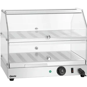 Beperkte Voorraad Bartscher Warmhoudvitrine BW20 | 2 Niveaus | Temp tot 85°C | 230V | 505x350x415mm