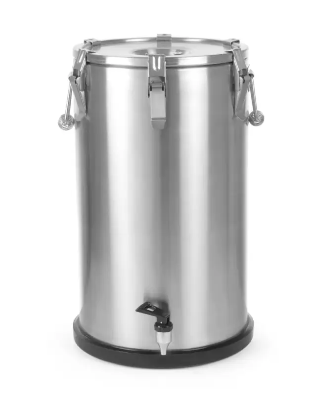 Voordeelprijs Hendi Profi Line Geïsoleerde Draagbare Container | Met kraan | 35L | Zilver | Ø330x570mm