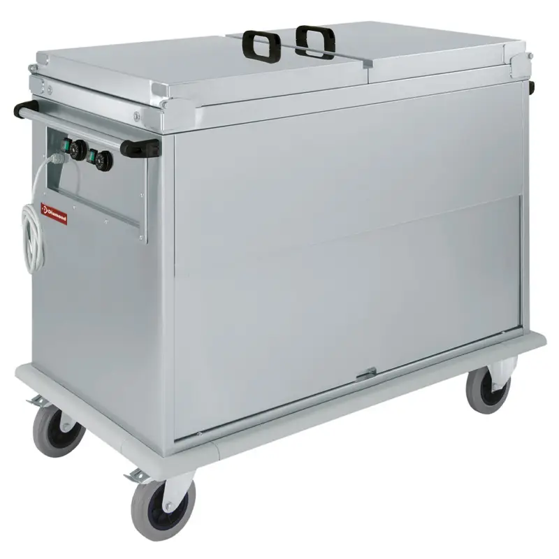 Nu Kopen Bain-marie-wagen 2x GN 1/1, 2 T°c, Deksels, Kast Met Draaideur