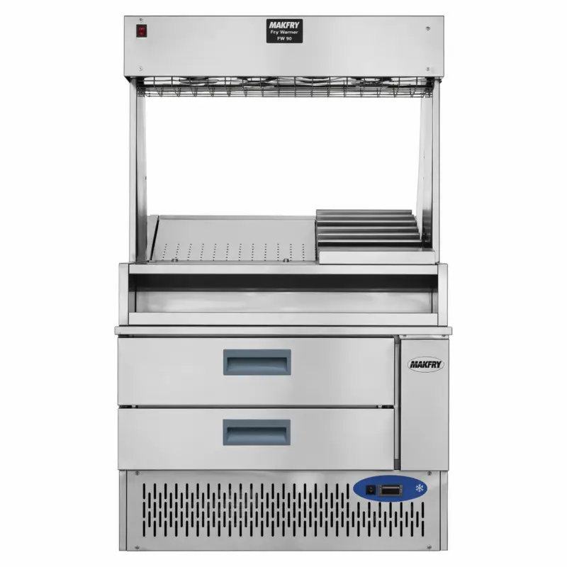 Gereduceerde Prijs Makfry Frietwarmhouder | French Fries Warmer FW91-C | met Vrieslades | Cap. 5KG | 1kW & 0.35kW | 2x 230V | 900x700x1780mm
