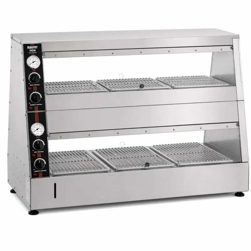 Makfry Warmhoudvitrine | Hot Display HD6 | RVS | Cap. 30KG | 3.4 kW | 230V | 1180x620x880mm Hoge Kwaliteit