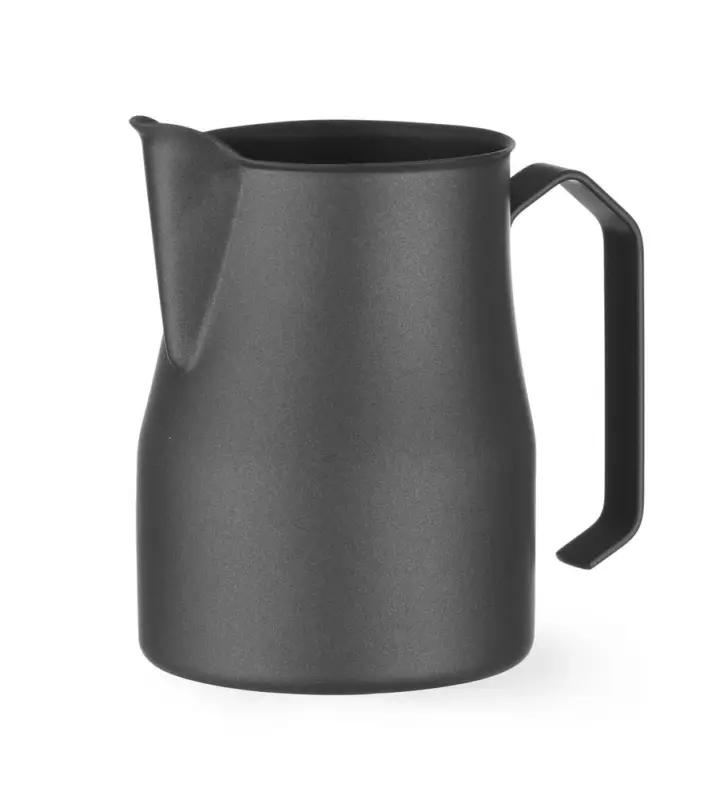 Melkkan Matzwart Met V-vormige Schenktuit, Hendi, 0,7L, Zwart, ø84x(h)130mm Gratis Retour