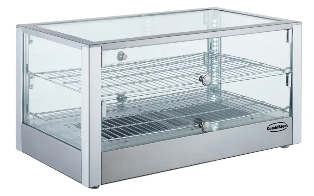 Premium Combisteel Warmhoudvitrine 80L | 230v | Rechte Uitvoering | 2 Roosters | 700x400x376mm