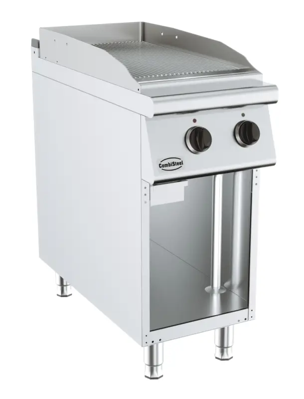 Bestel Nu Combisteel Bakplaat | Base 900 | Elektrisch | Gegroefd Oppervlak | 50°c/300°c | 400v | Open Onderkast | 400x900x900mm