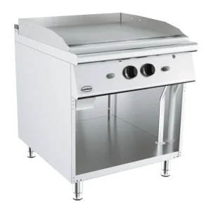 Combisteel Bakplaat | BASE 900 | Gas | Glad Verchroomd | 18kW | Piëzo Ontsteking | Open Onderkast | 800x900x900mm Direct Verzonden