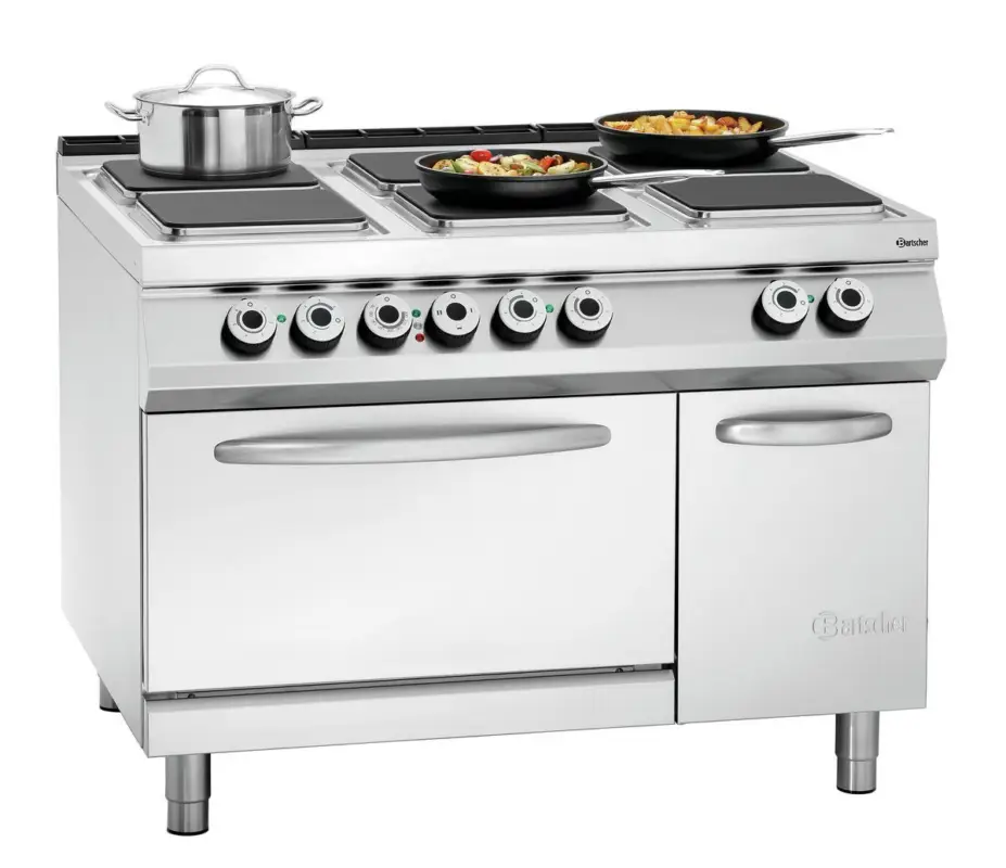 Bestseller Bartscher Fornuis | 400V | EBO | 6 Kookplaten 6x4kW | Elektrische Oven 2/1 GN | 1200x900x900mm