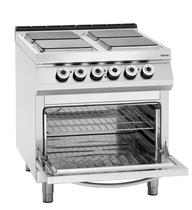 Bartscher Fornuis EO | Elektrisch | 4 Kookplaten 4kW | Elektrische Oven 2/1 GN | 800x900x900mm Goedkoop
