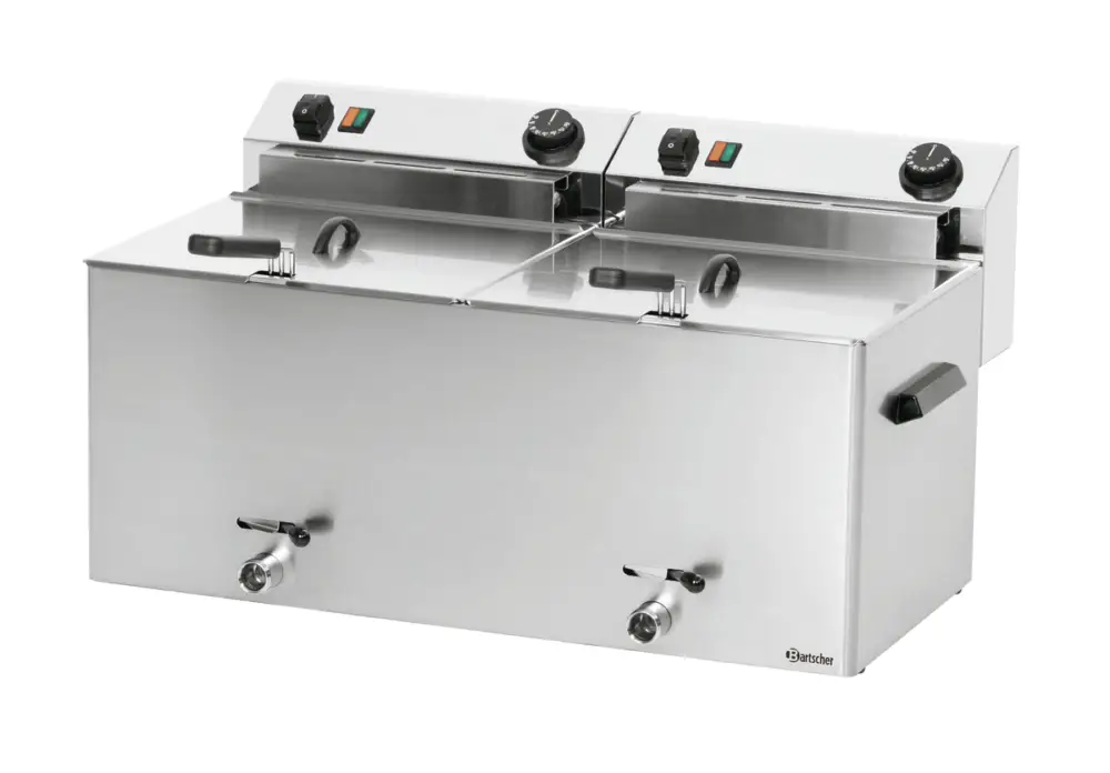 Superprijs Bartscher Friteuse | PROFESSIONAL II | Elektrisch | 10+10L | 50°C/190°C | 400V | Aftapkranen | 750x450x375mm