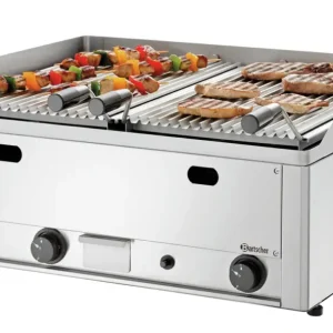 Bartscher Lavasteengrill Gas 70 | Tafelmodel | 2 Grillvakken | RVS | 8 kW | 660x570x282mm Uitverkoop