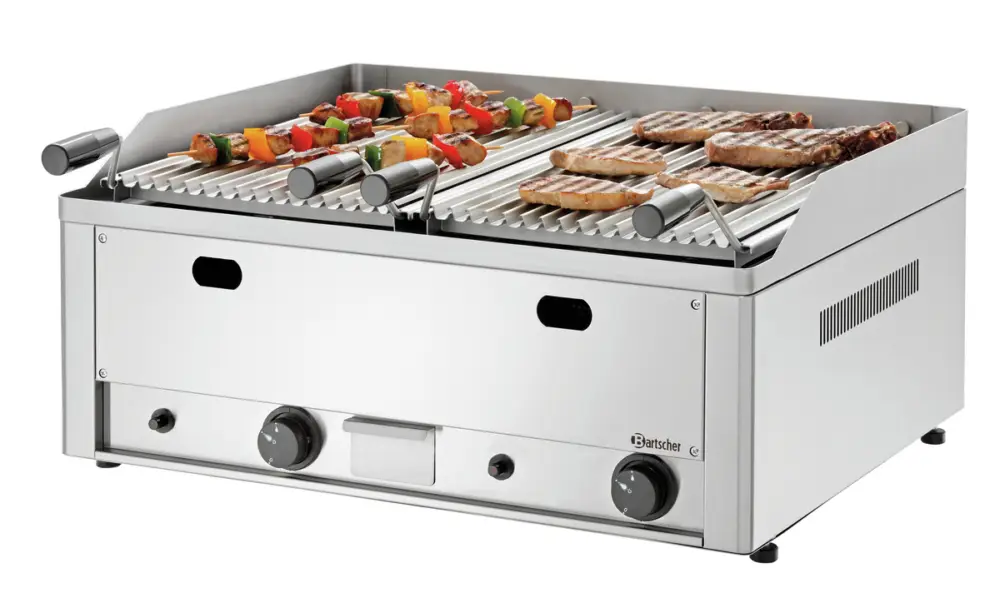 Bartscher Lavasteengrill Gas 70 | Tafelmodel | 2 Grillvakken | RVS | 8 kW | 660x570x282mm Uitverkoop