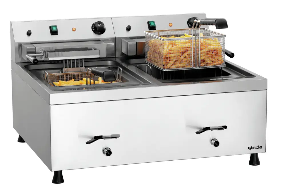 Beperkt Aanbod Bartscher Friteuse | Elektrisch | 12+12L | 50°C/190°C | 400V | Aftapkranen | 800x650x485mm
