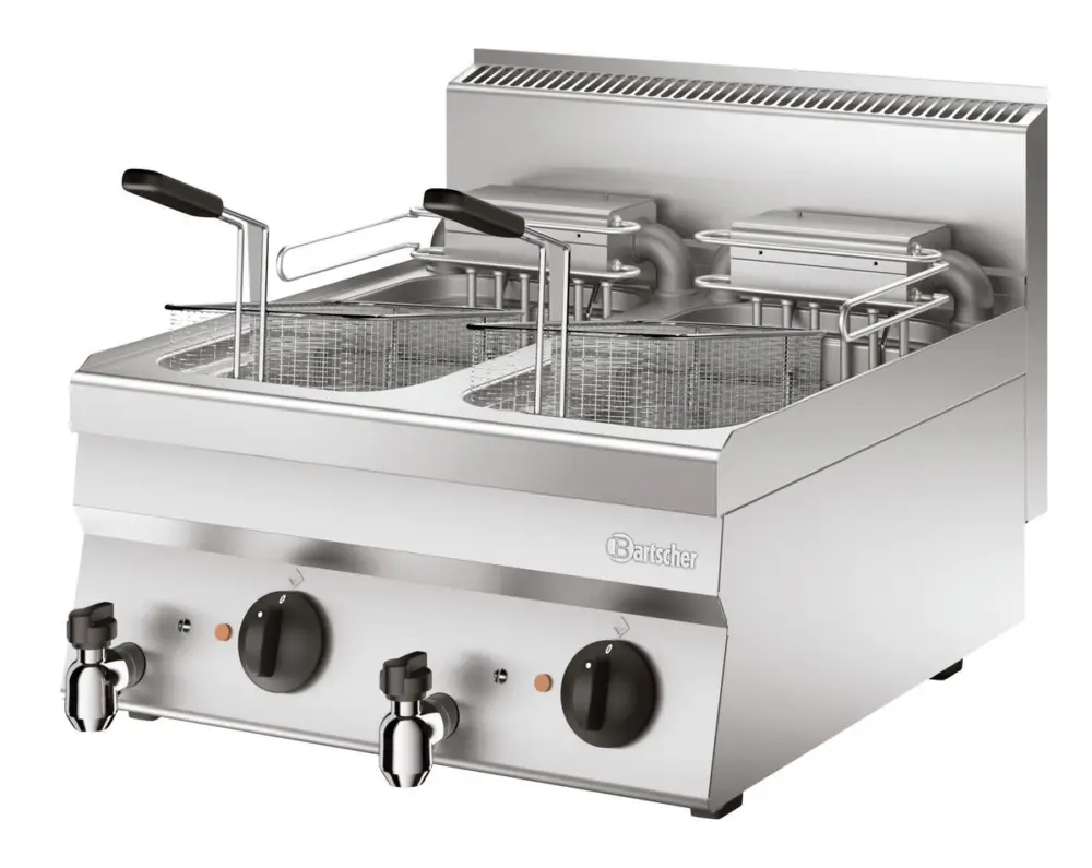 Bartscher Friteuse | SERIE 650 | Elektrisch | 10+10L | 90°C/180°C | 400V | Aftapkranen | 600x650x295mm Betrouwbaar