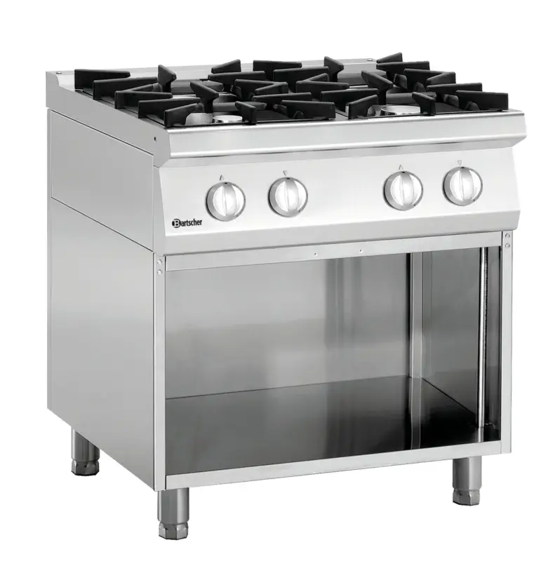 Rechtstreeks Van De Fabrikant Bartscher Gasfornuis 70040 | 4 Pits | Open Onderbouw | 29,4 kW | 800x700x850mm