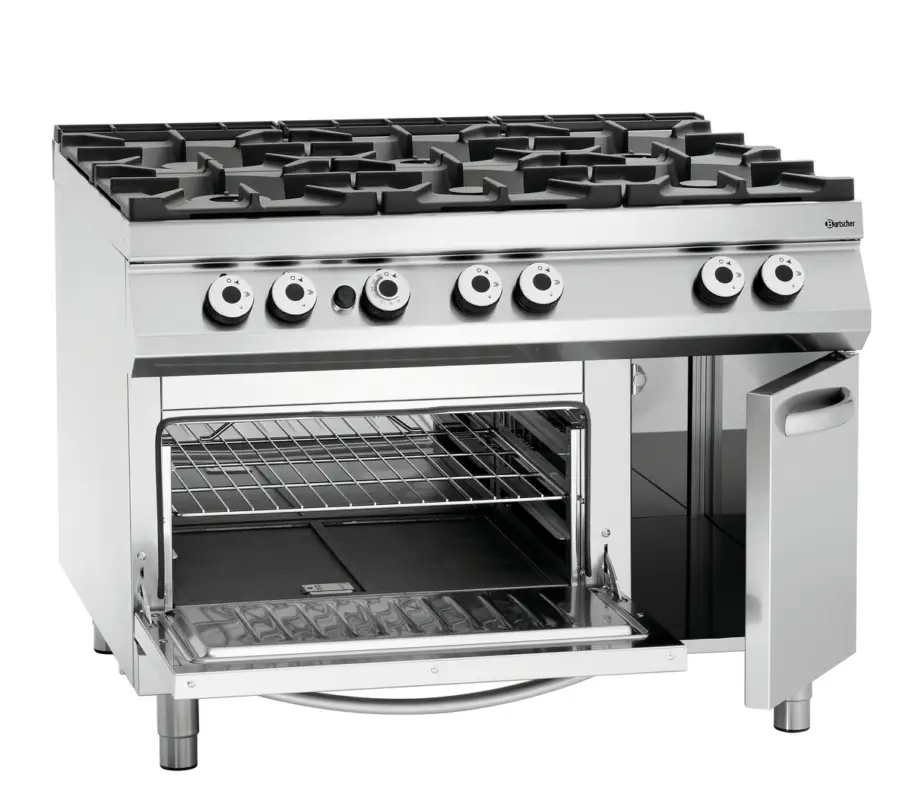 Betaalbaar Bartscher Gasfornuis GO NS | 6 Kookpitten | Gasoven 2/1 GN | 45,5 kW | 1200x900x900mm
