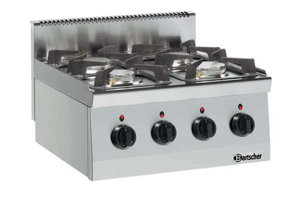 Bestel Nu Bartscher Gasfornuis Serie 600 | 4-pits | 19 kW | Tafelmodel | 600x600x290mm