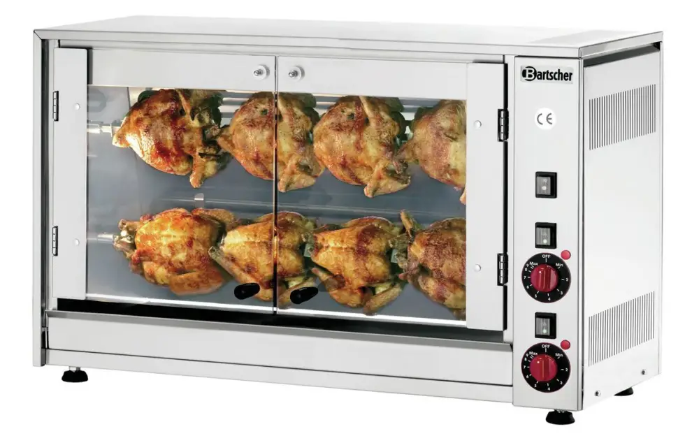 Meest Verkocht Bartscher Kippengrill P8N | 8 kippen | 2 spiesen | 230V | 880x430x530mm