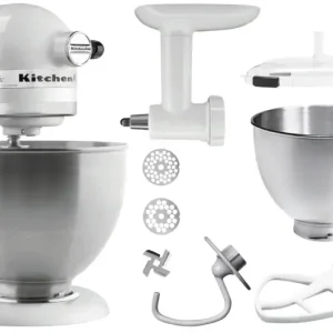 Bartscher Kitchenaid 5K45SSEWH | Wit | 4,28L | 10 Snelheden | Kantelbare Motorkop | 358x221x353mm Hoge Kwaliteit