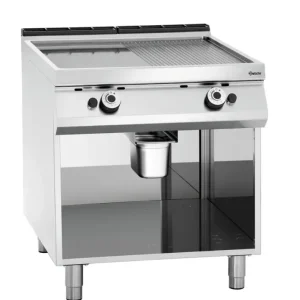 Betrouwbaar Bartscher Gas Bakplaat | 1/2 Geribbeld 1/2 Glad | 18kW | Serie 900 | Open Onderbouw | 800x900x900mm