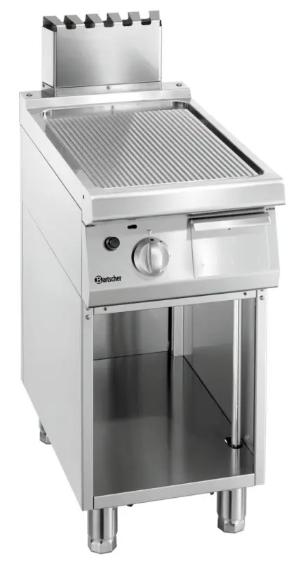 Gecertificeerd Bartscher Gas Bakplaat 700 B400 | Geribbeld RVS Braadoppervlak 320x445mm | 7kW | 400x700x850mm