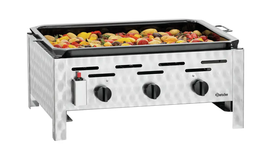 Bartscher Gas-tafelbraadgrill TB1100PF | 3 Branders | Piëzo-ontsteking | 675x570x250mm Exclusieve Aanbieding