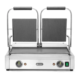 Contactgrill – Dubbele Versie, Hendi, Boven Geribd, Onder Glad, 230v/3600w, 570x395x(h)510mm Weekendaanbieding