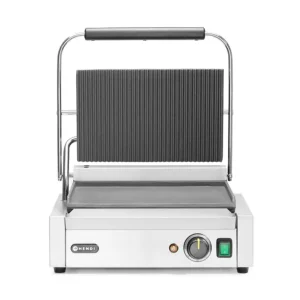 Contactgrill Panini, Hendi, Boven Geribd, Onder Glad, 230v/2200w, 430x370x(h)514mm Tijdelijk Beschikbaar